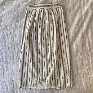 J. Crew Tulip Faux-wrap Skirt in Ivory/Black Ikat - Cotton